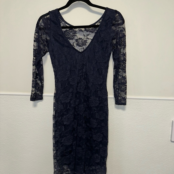 Women's Jump Apparel Dress Size 3/4 Blue Lace - Picture 2 of 10